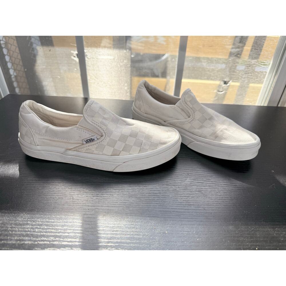 Vans Classic Slip-On White Checkerboard Sneakers Men’s Size 6 Womens 7.5 Shoes